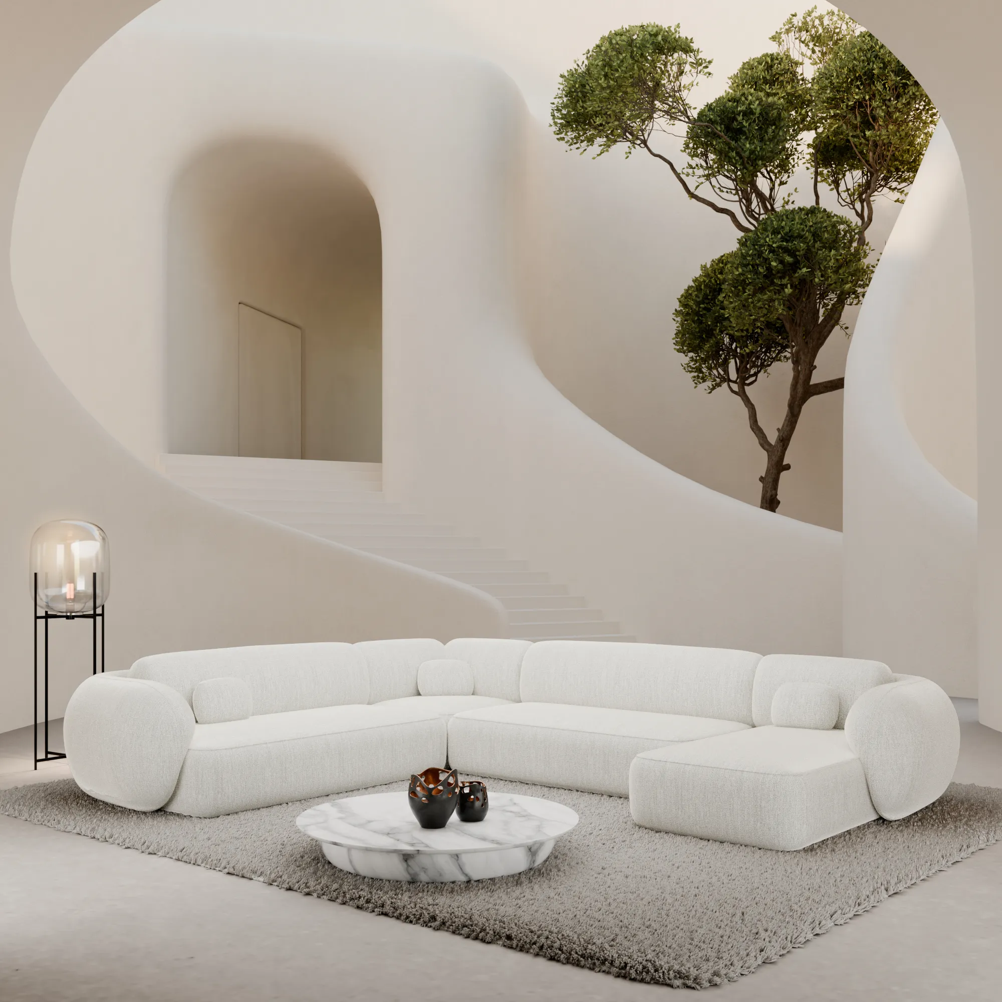 Strukturstoff U-Form XXL Wohnlandschaft Mira