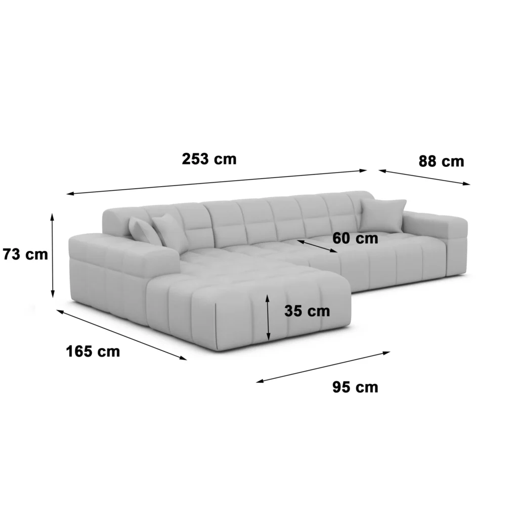 Bouclé L-Form Sofa Nivara