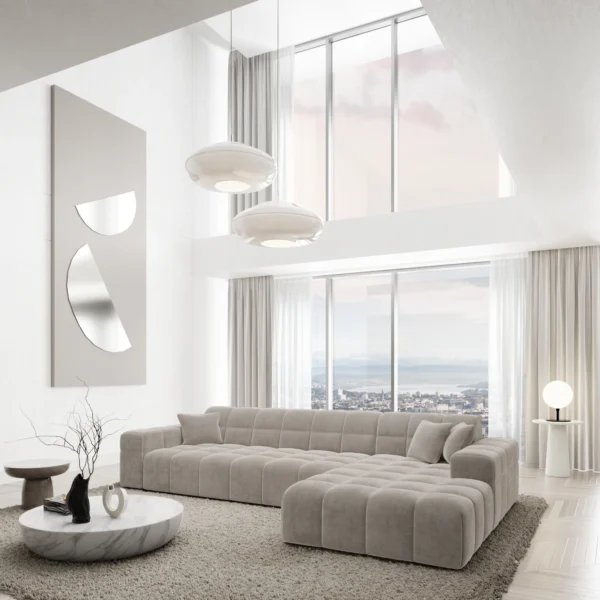 Samtstoff L-Form Sofa Nivara