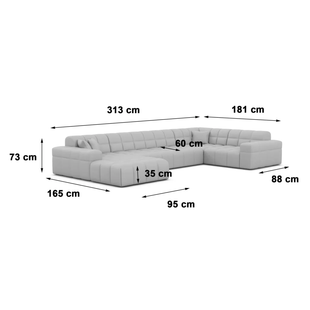 Bouclé U-Form XL Wohnlandschaft Nivara
