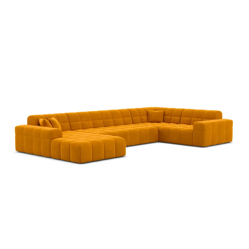 Samtstoff U-Form XL Wohnlandschaft Nivara