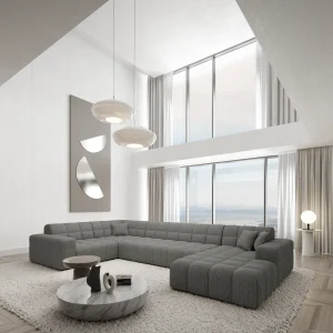 Strukturstoff U-Form XL Wohnlandschaft Nivara