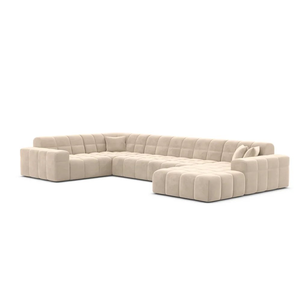 Samtstoff U-Form XL Wohnlandschaft Nivara