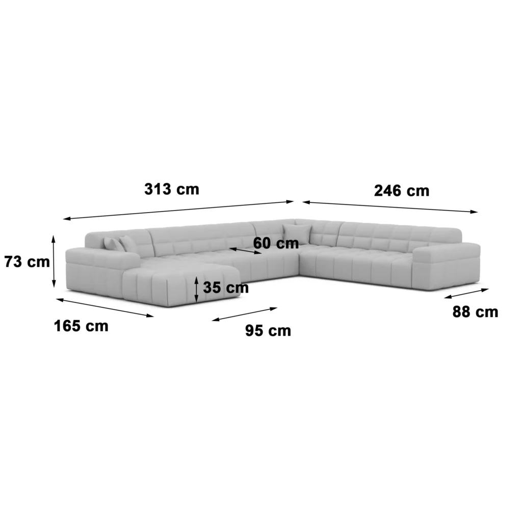 Bouclé U-Form XXL Wohnlandschaft Nivara