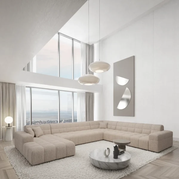 Strukturstoff U-Form XXL Wohnlandschaft Nivara