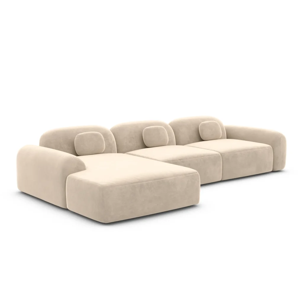 Samtstoff L-Form Sofa Nuvia