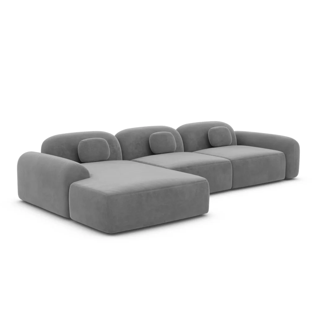 Samtstoff L-Form Sofa Nuvia