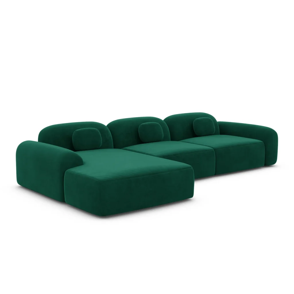 Samtstoff L-Form Sofa Nuvia