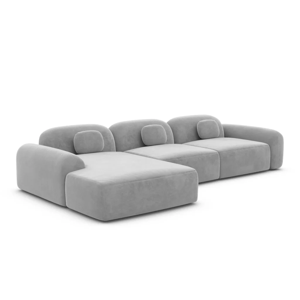 Samtstoff L-Form Sofa Nuvia