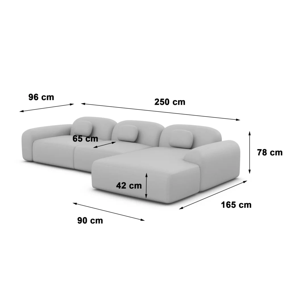 Bouclé L-Form Sofa Nuvia