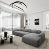 Samtstoff L-Form Sofa Nuvia