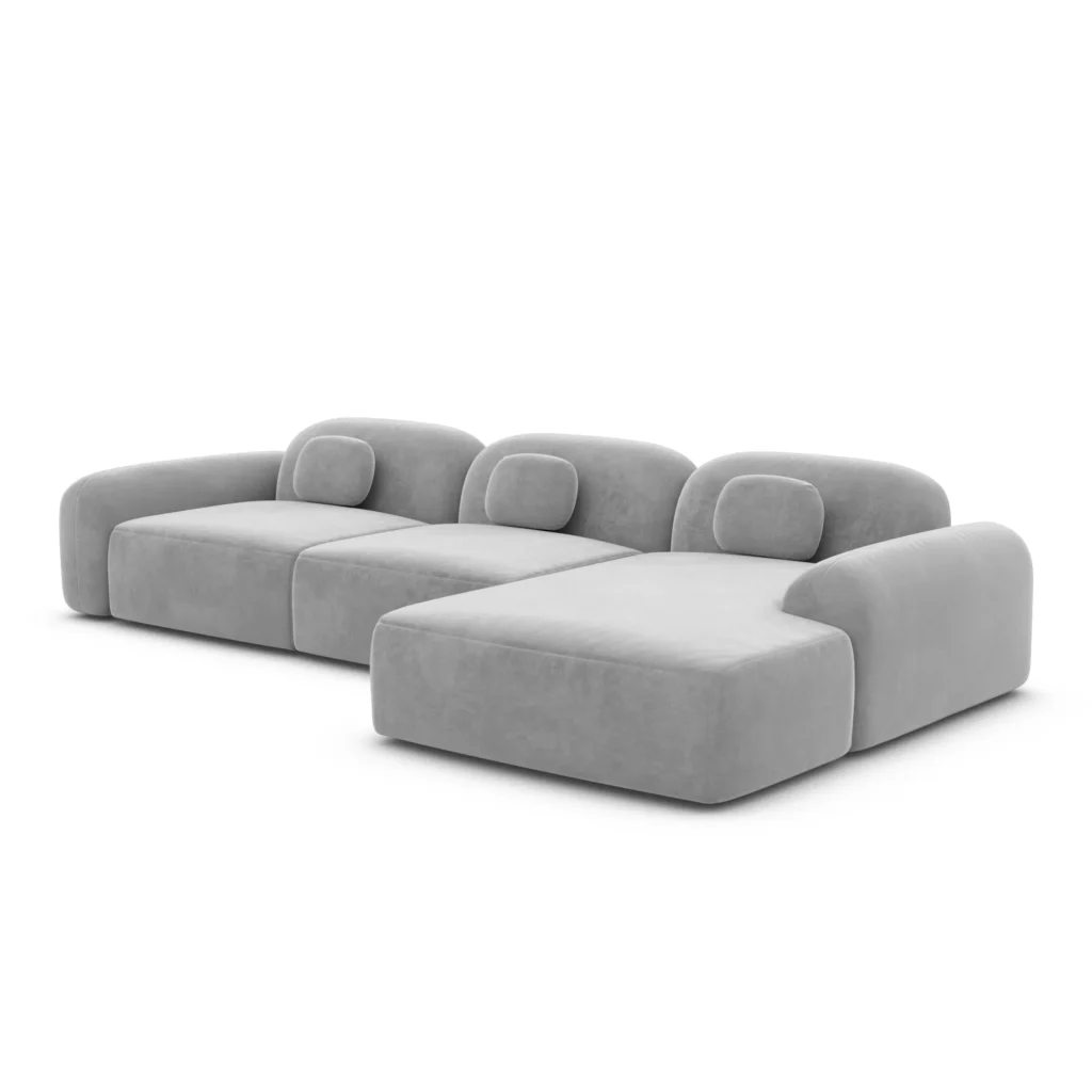 Samtstoff L-Form Sofa Nuvia