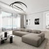 Samtstoff L-Form Sofa Nuvia