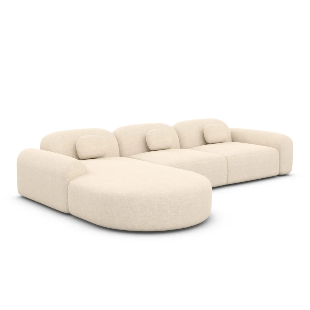 Strukturstoff L-Form Rund Sofa Nuvia