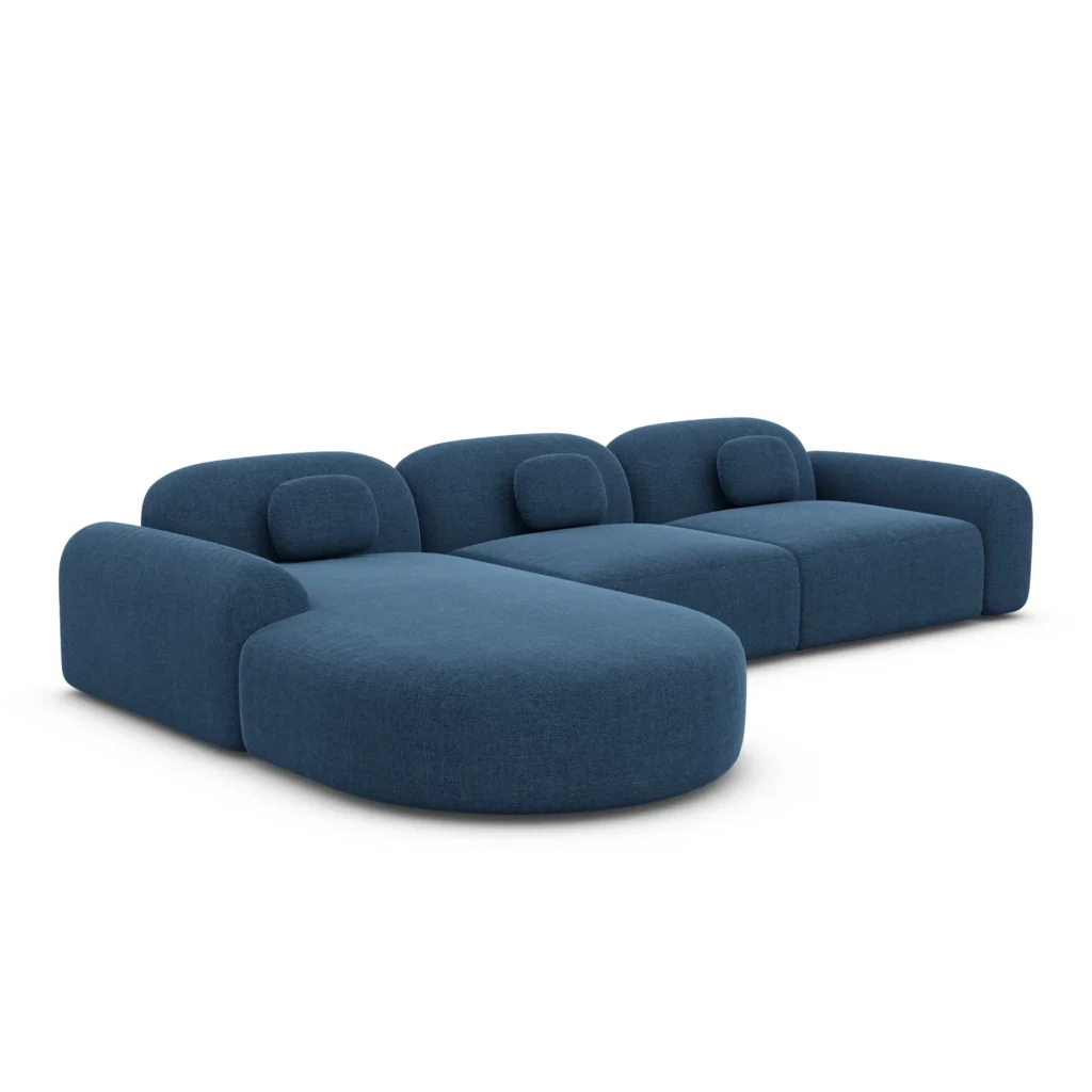 Strukturstoff L-Form Rund Sofa Nuvia