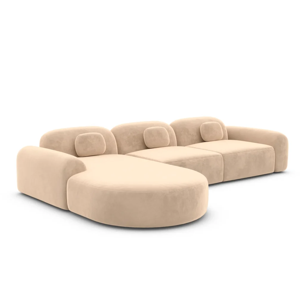 Samtstoff L-Form Rund Sofa Nuvia