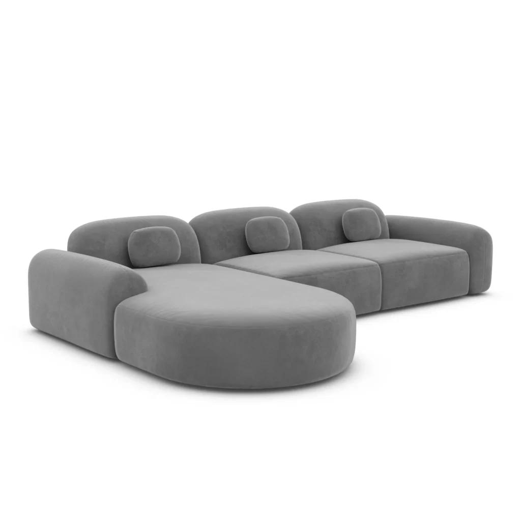 Samtstoff L-Form Rund Sofa Nuvia