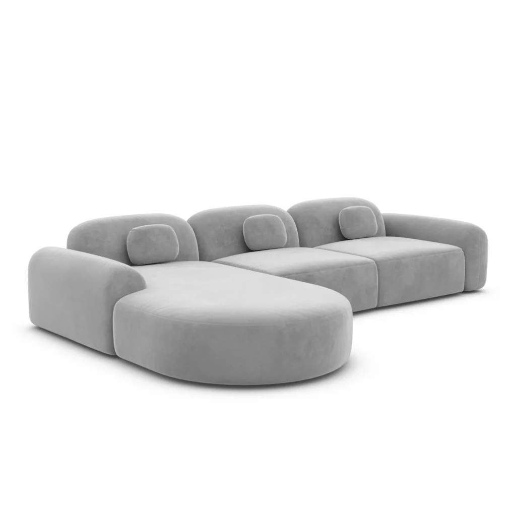 Samtstoff L-Form Rund Sofa Nuvia