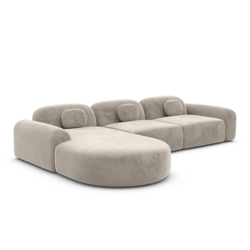 Samtstoff L-Form Rund Sofa Nuvia