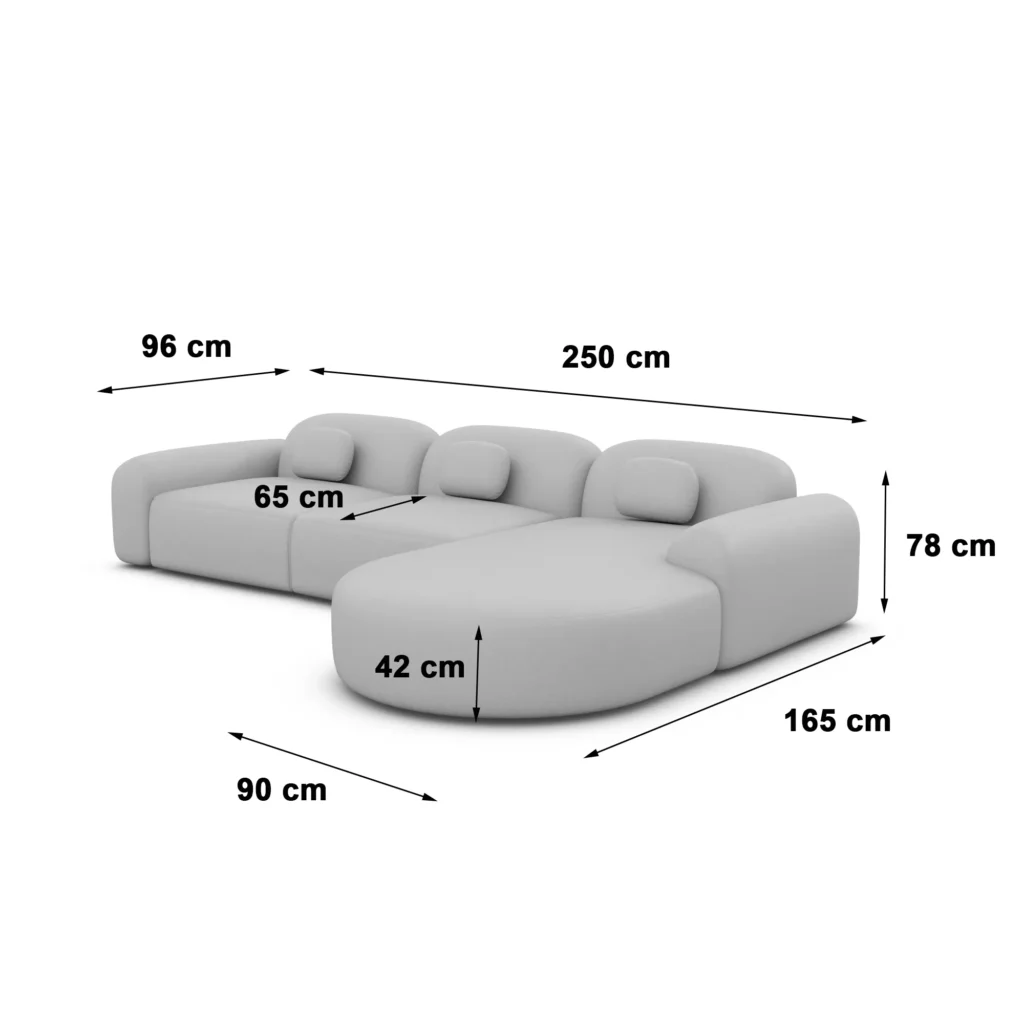 Bouclé L-Form Rund Sofa Nuvia