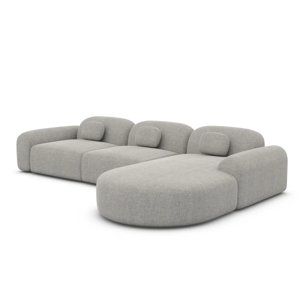Strukturstoff L-Form Rund Sofa Nuvia