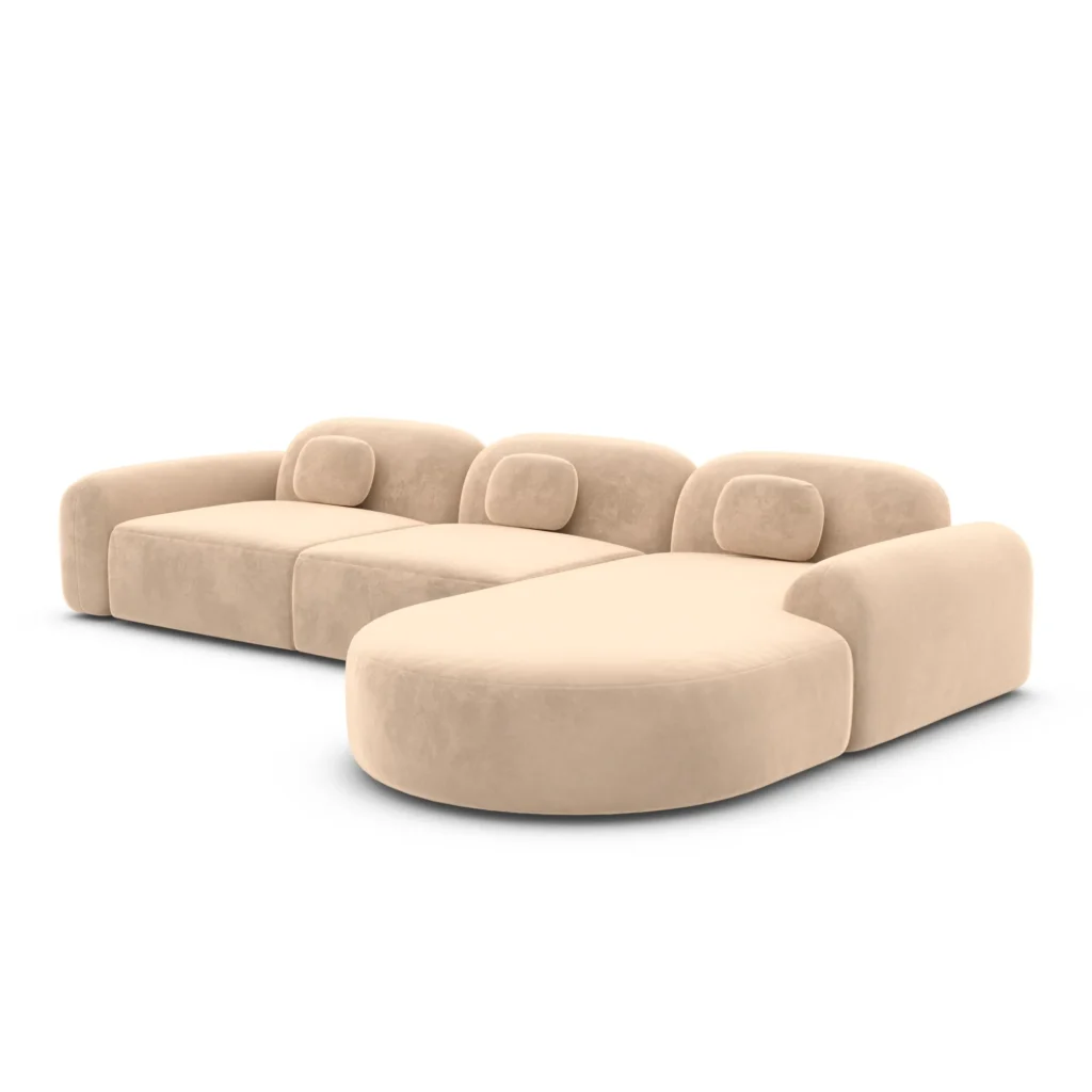 Samtstoff L-Form Rund Sofa Nuvia