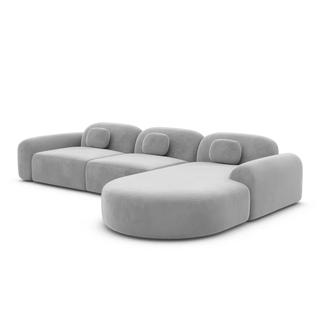 Samtstoff L-Form Rund Sofa Nuvia