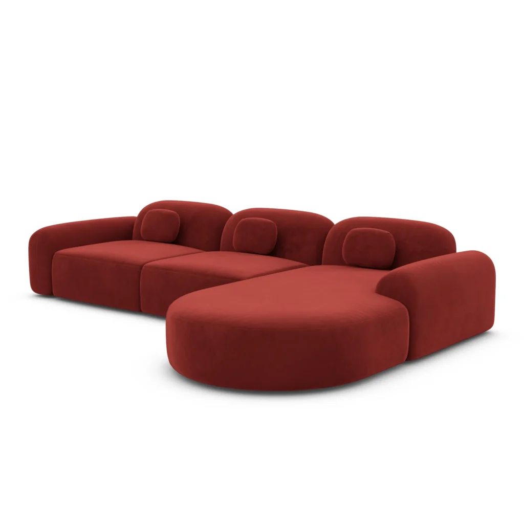 Samtstoff L-Form Rund Sofa Nuvia