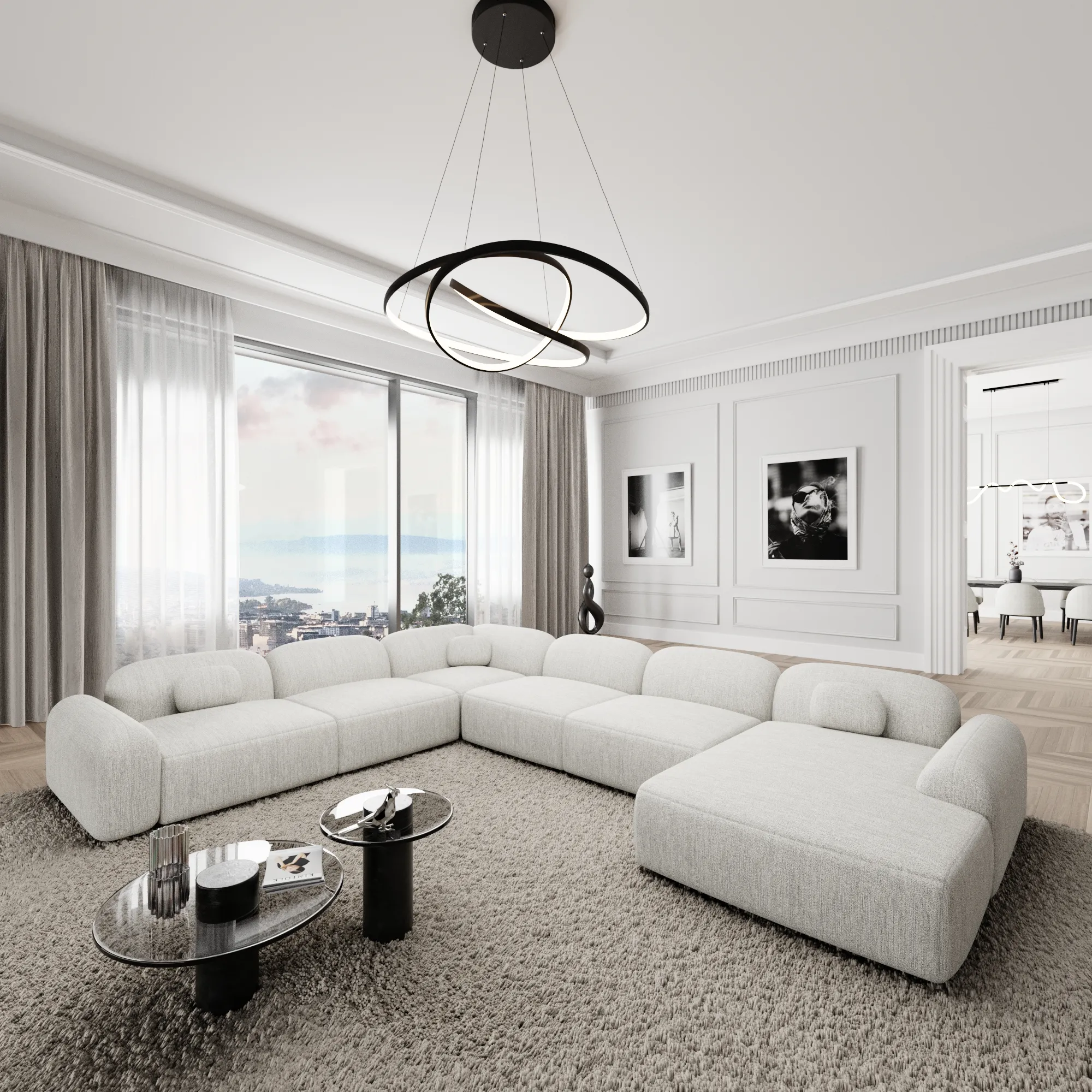 Strukturstoff U-Form XXL Wohnlandschaft Nuvia