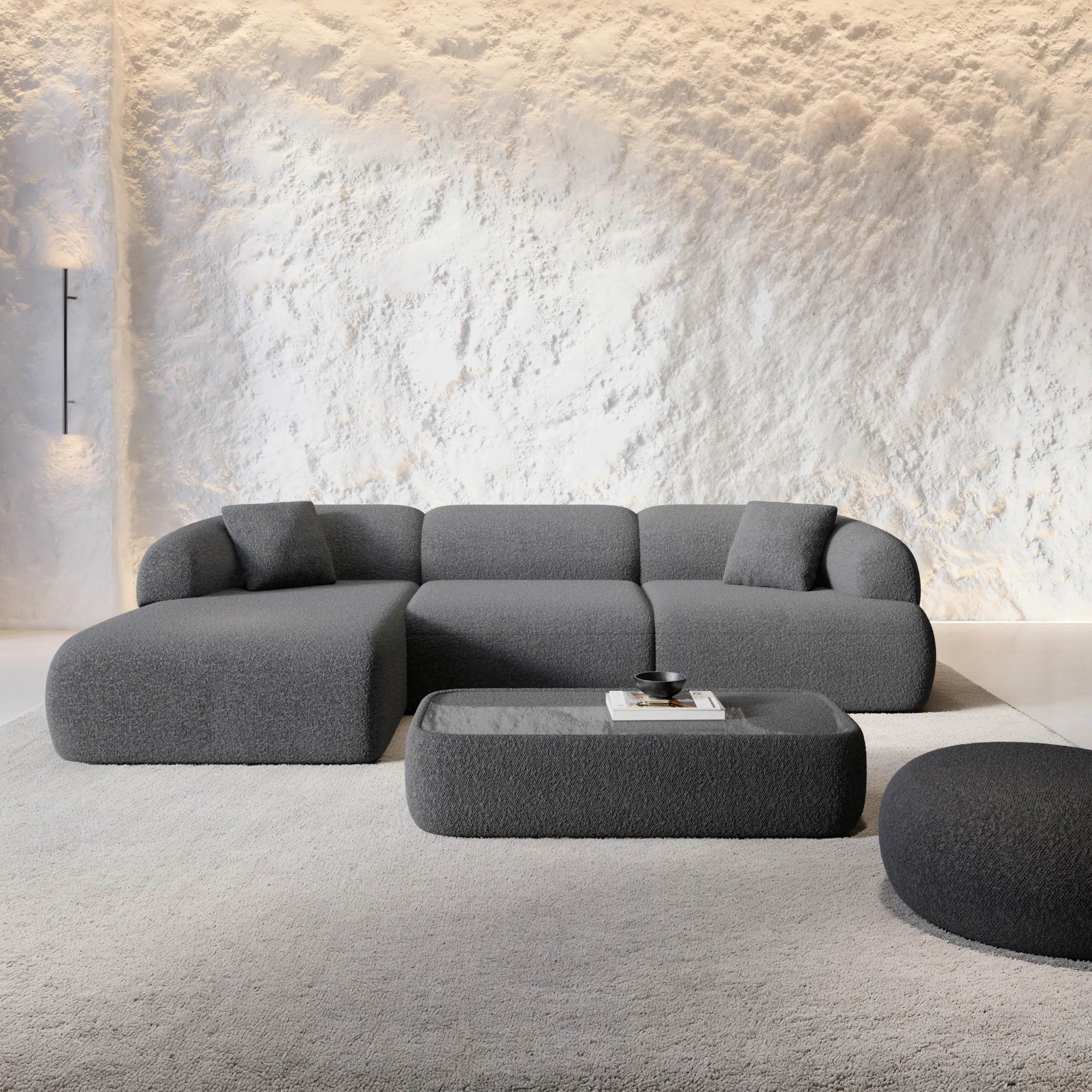 Bouclé L-Form Sofa Poliva