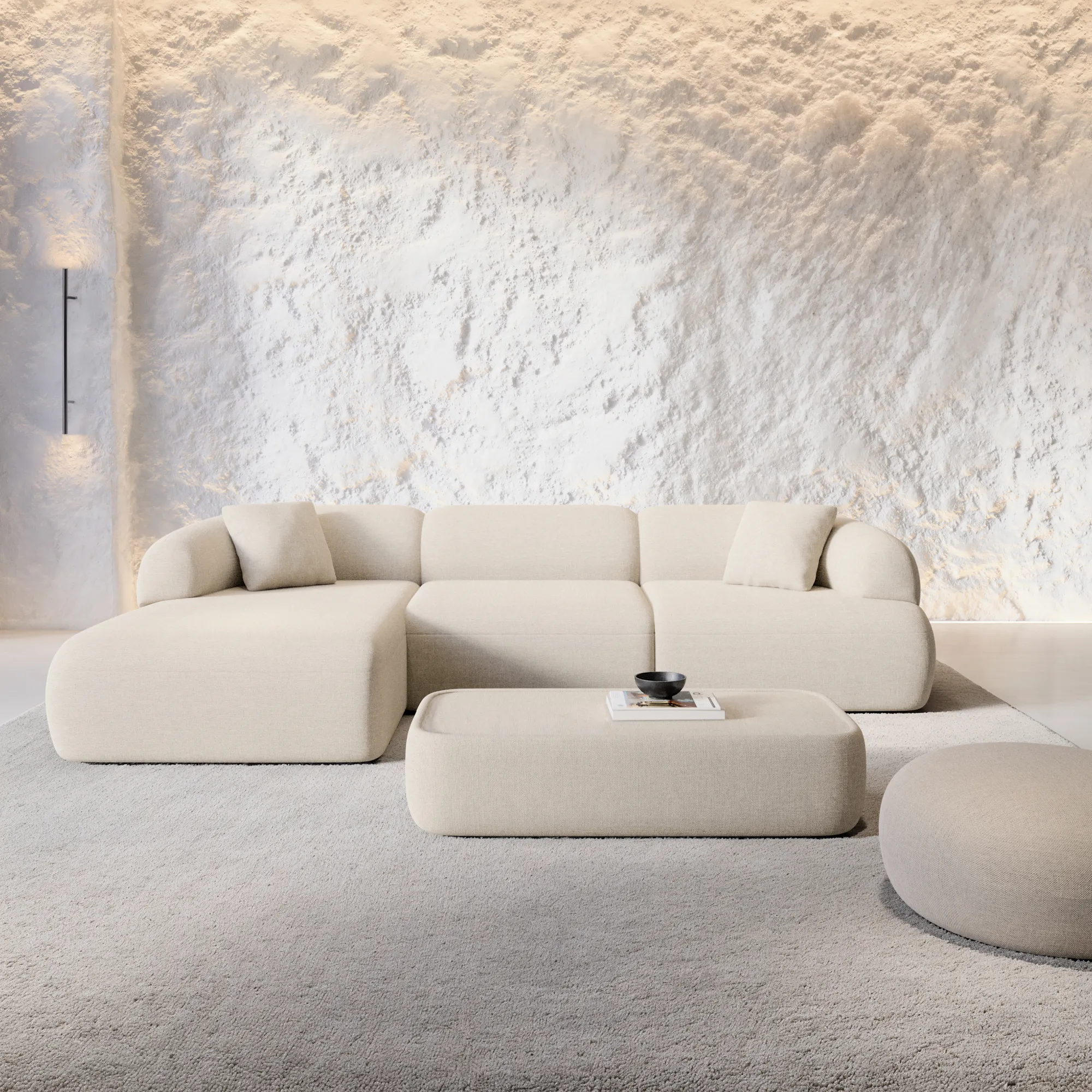 Strukturstoff L-Form Sofa Poliva – Bild 4