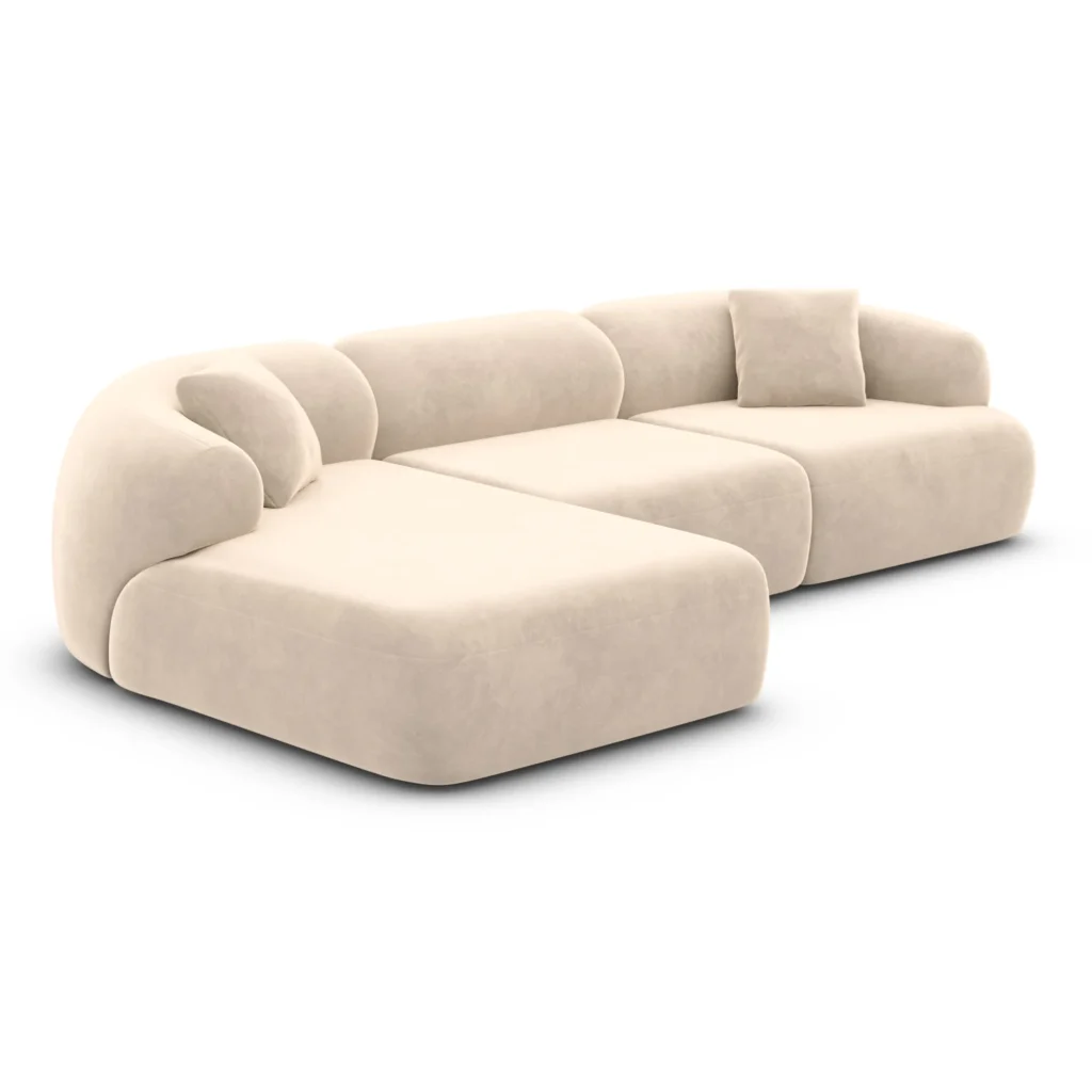 Samtstoff L-Form Sofa Poliva