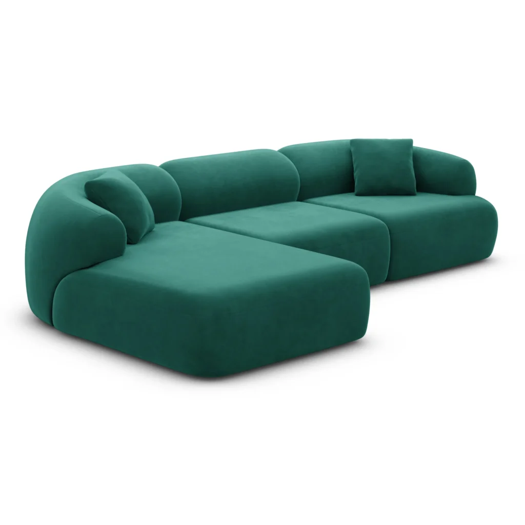 Samtstoff L-Form Sofa Poliva