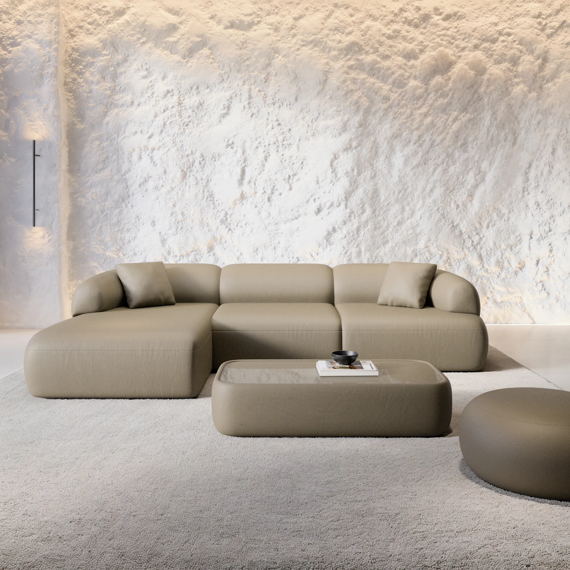 Echtleder L-Form Sofa Poliva – Bild 7