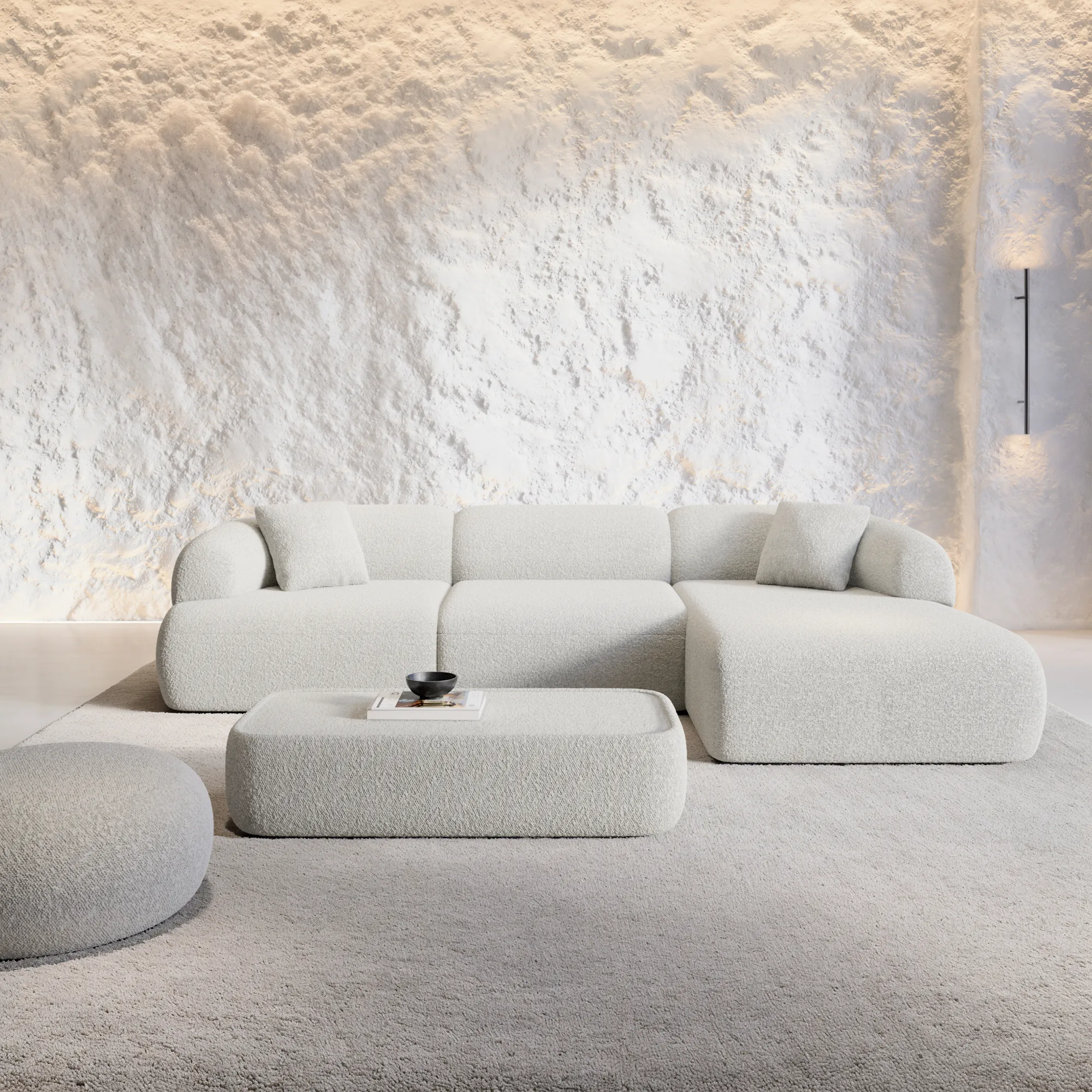 Bouclé L-Form Sofa Poliva – Bild 6
