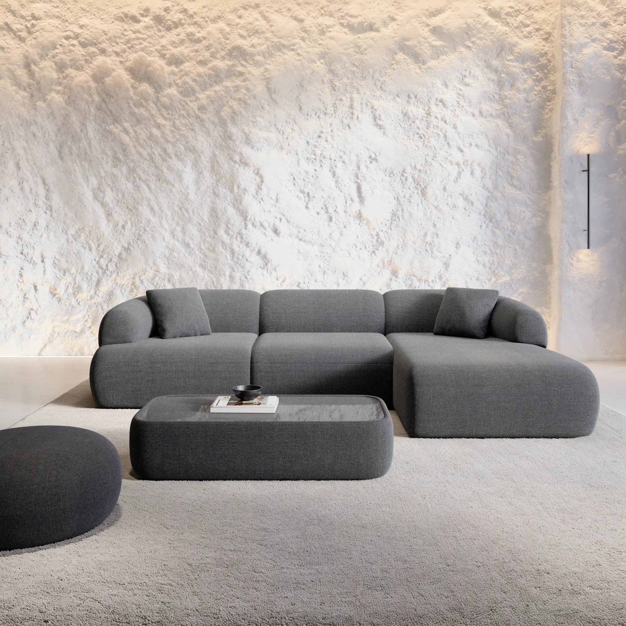 Strukturstoff L-Form Sofa Poliva – Bild 10