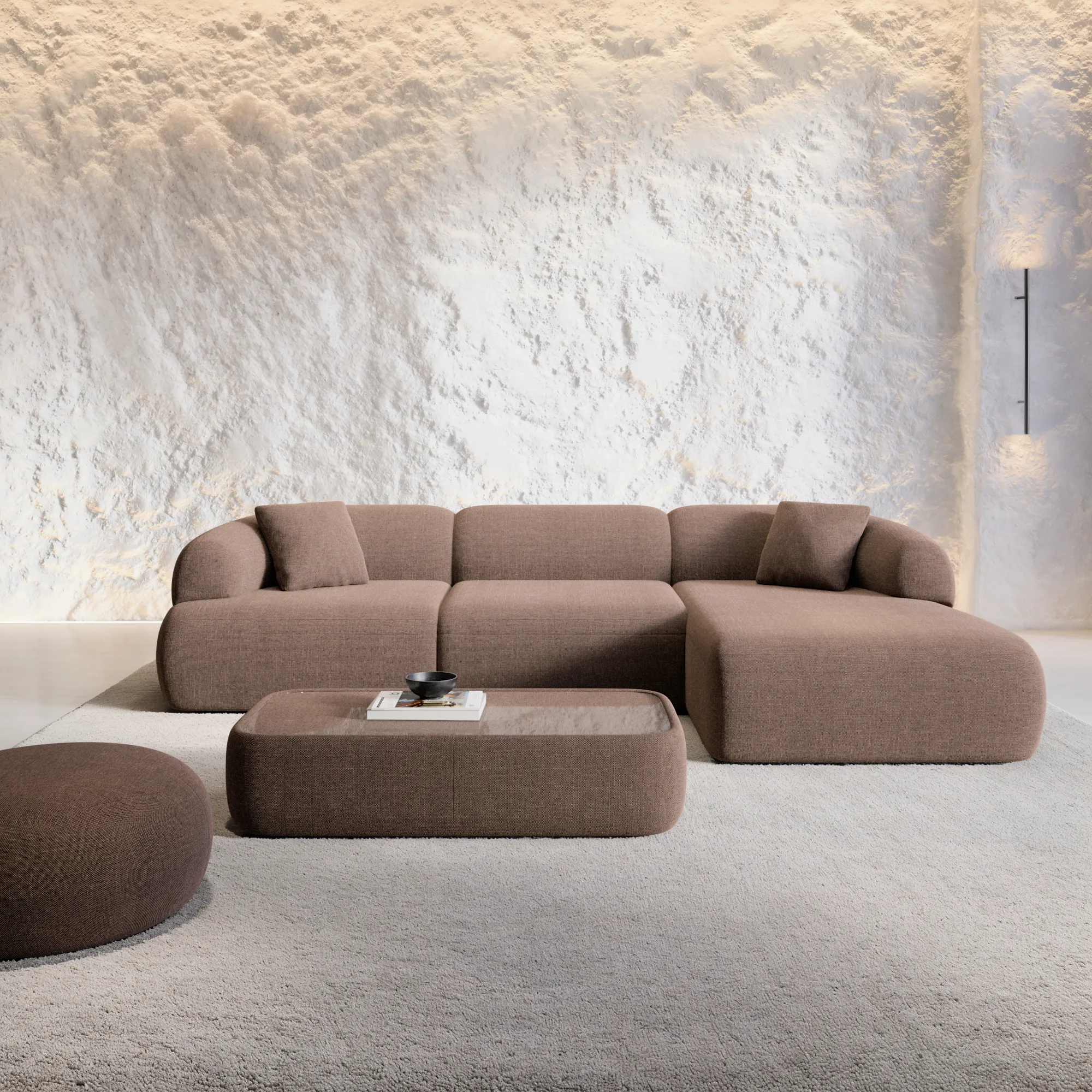 Strukturstoff L-Form Sofa Poliva – Bild 13