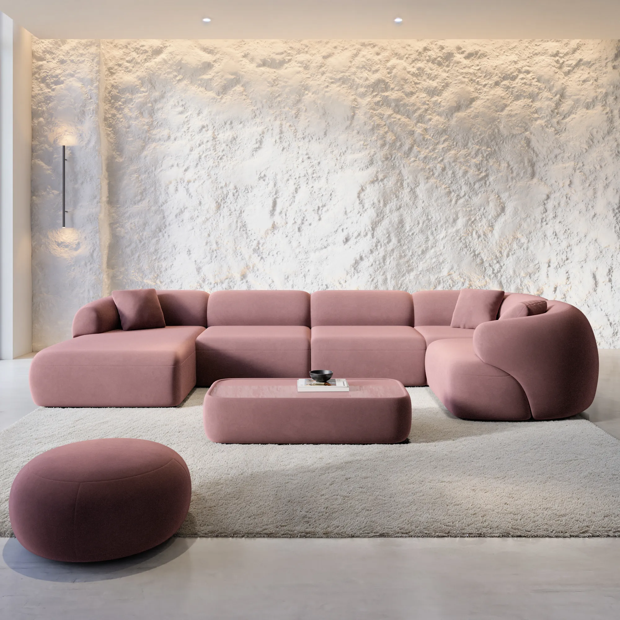 Samtstoff U-Form XL Wohnlandschaft Poliva – Bild 15