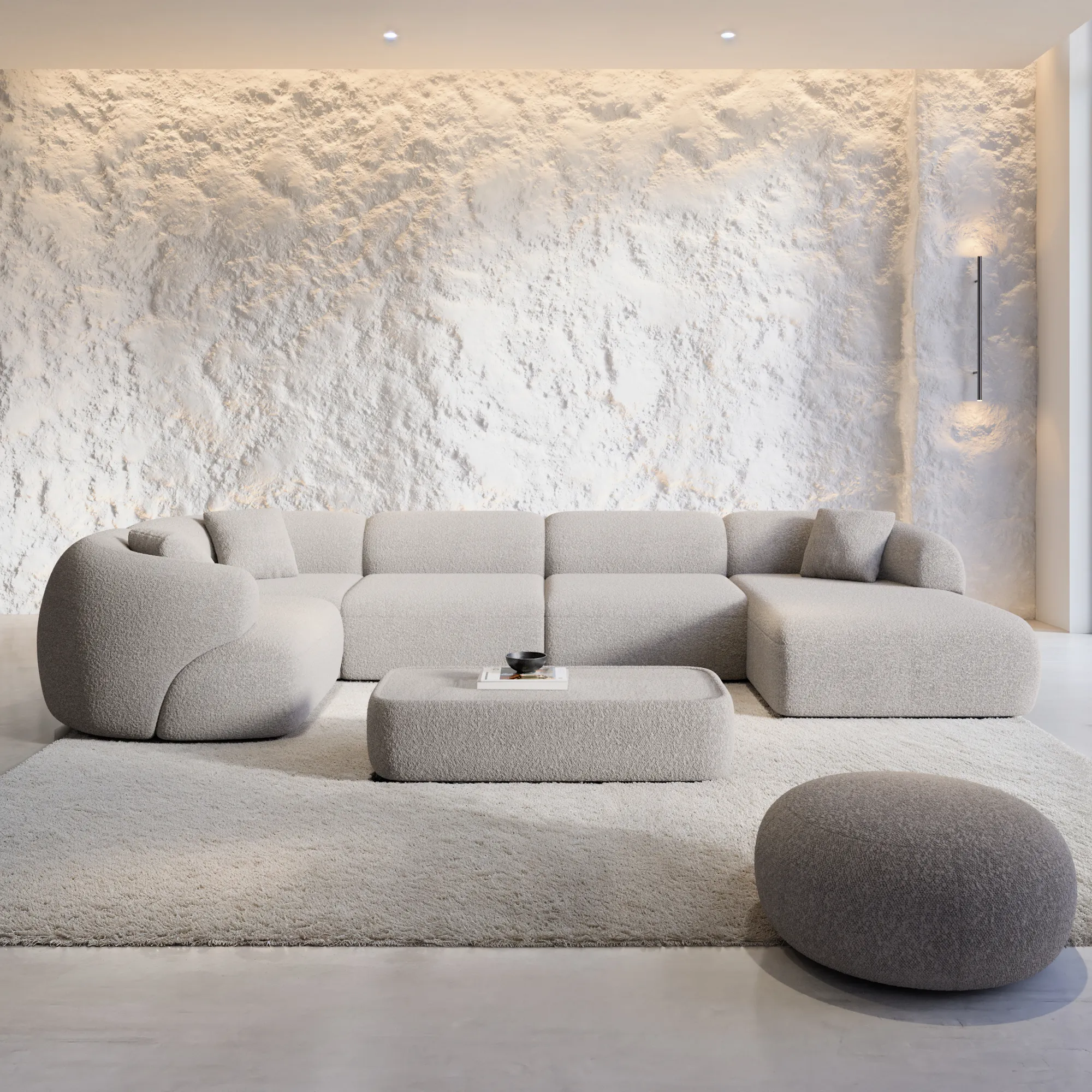 Bouclé U-Form XL Wohnlandschaft Poliva – Bild 5