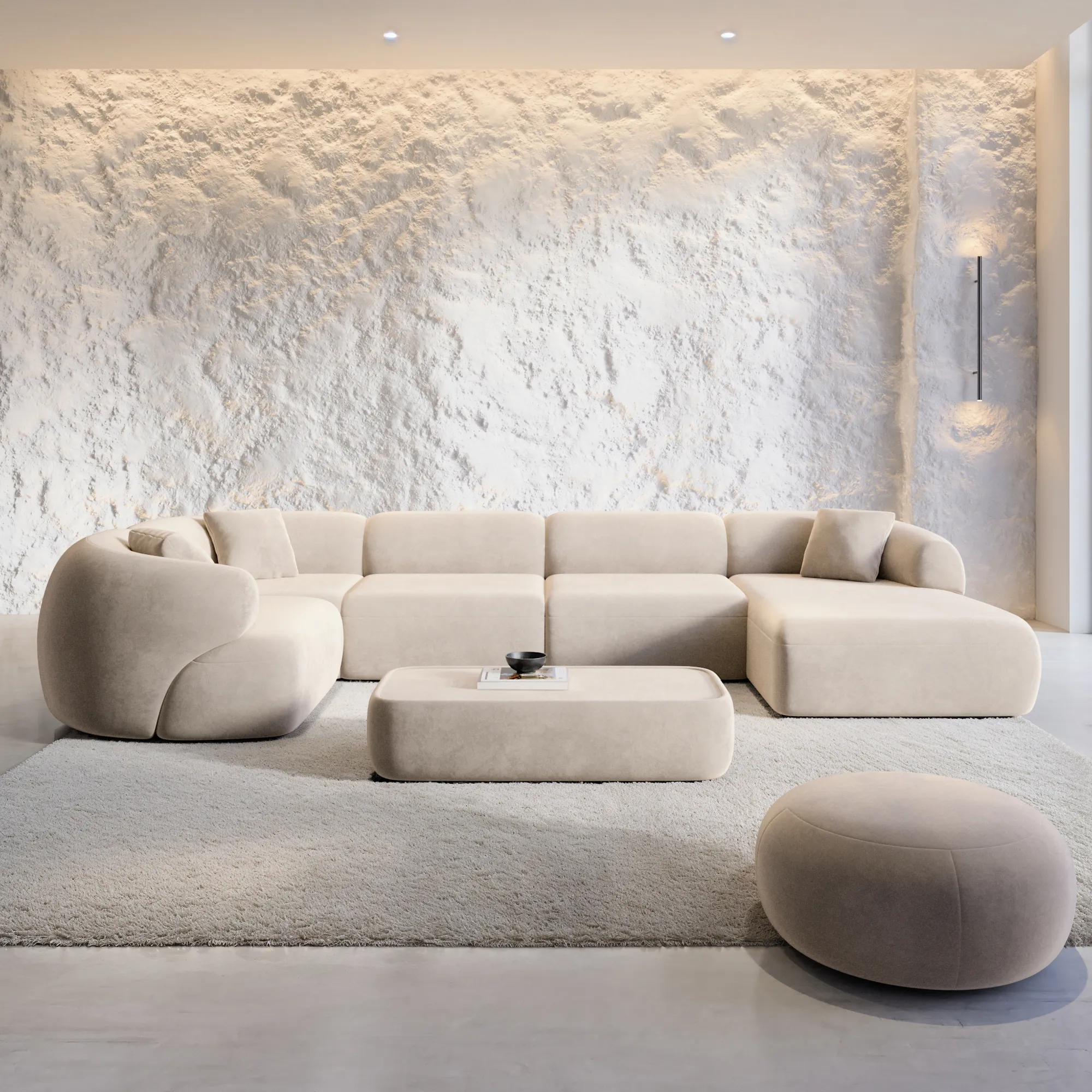 Samtstoff U-Form XL Wohnlandschaft Poliva – Bild 22