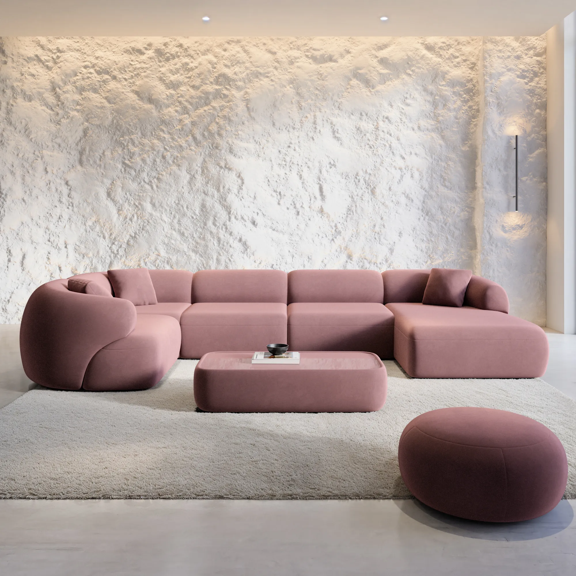 Samtstoff U-Form XL Wohnlandschaft Poliva – Bild 3