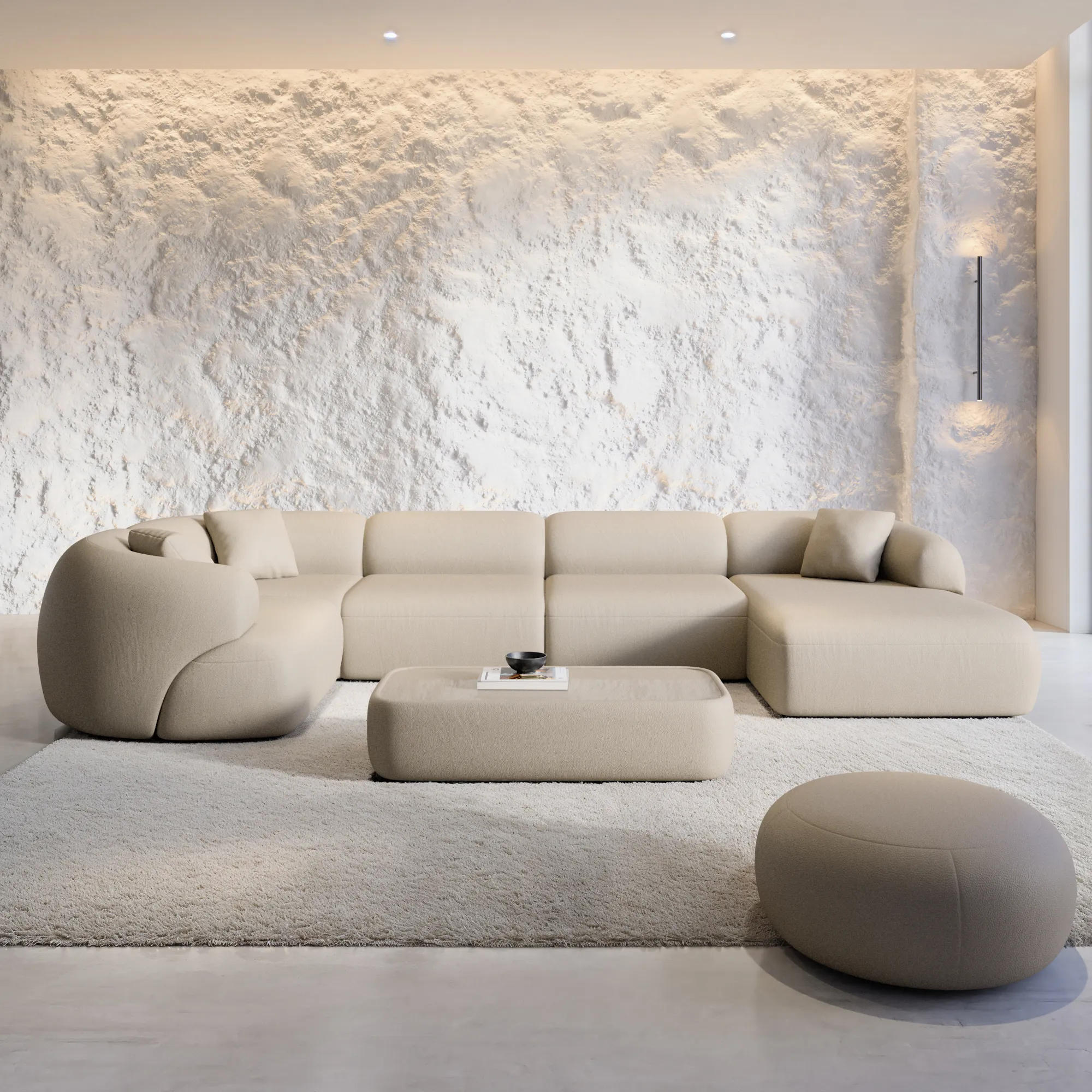 Echtleder U-Form XL Wohnlandschaft Poliva – Bild 2