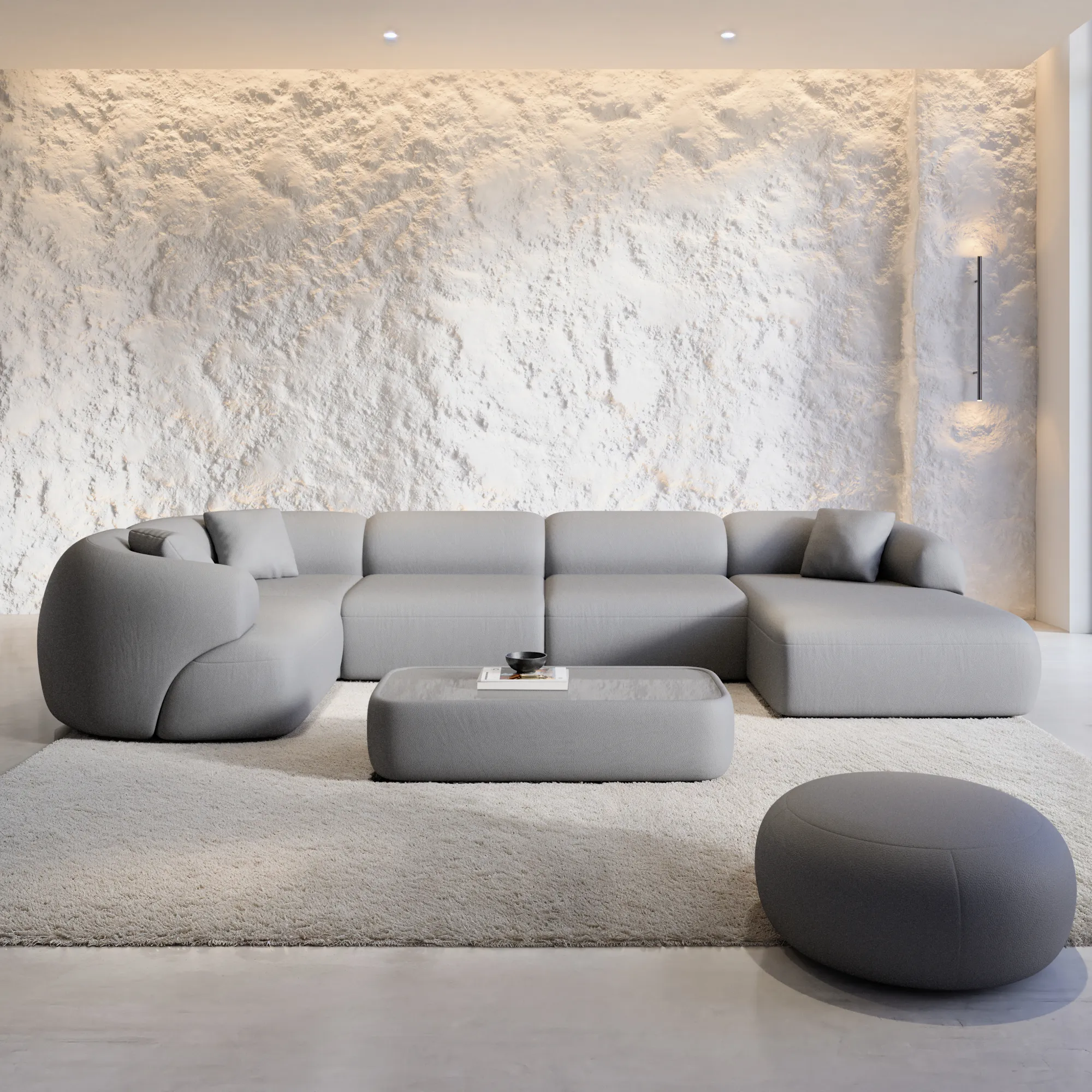 Echtleder U-Form XL Wohnlandschaft Poliva – Bild 8
