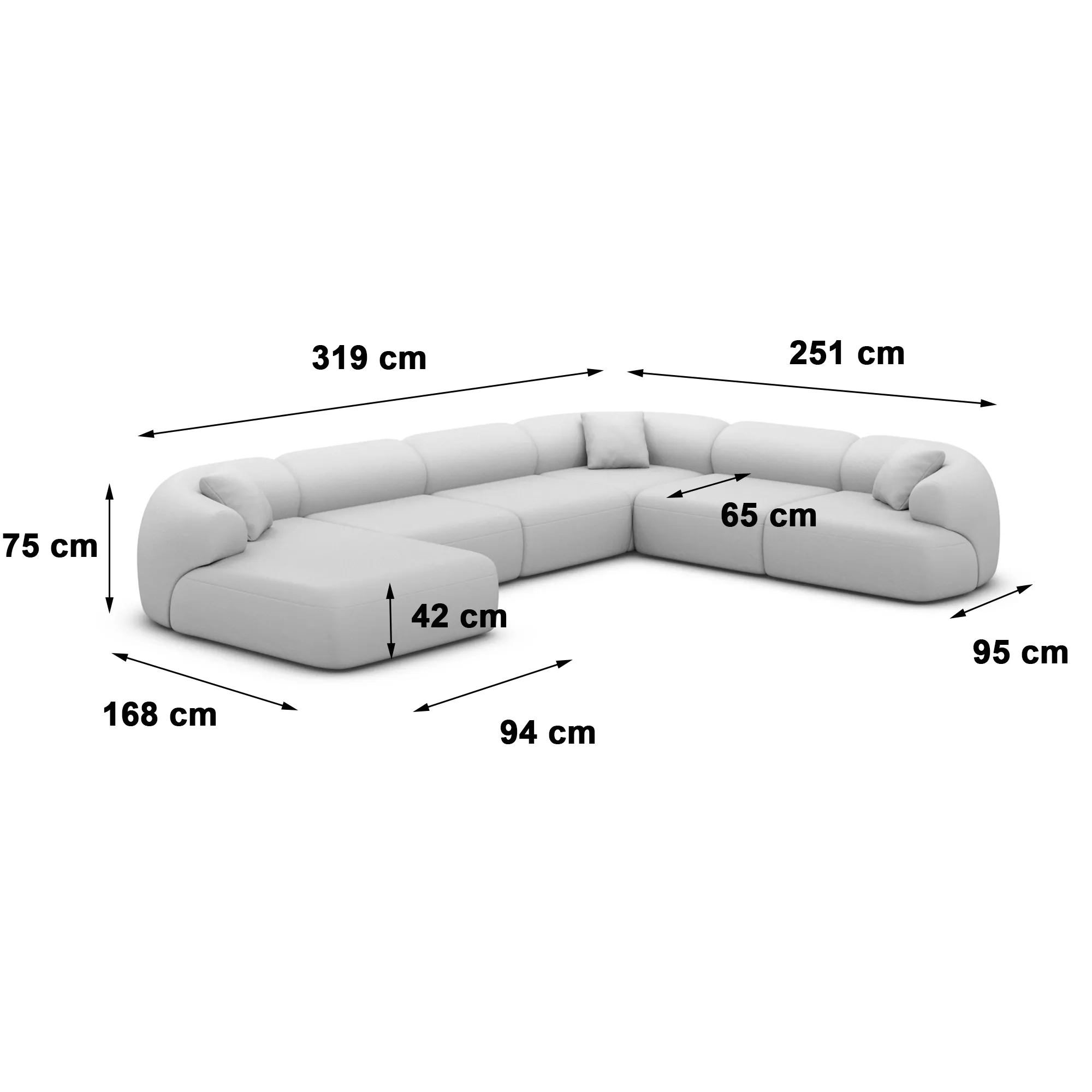 Bouclé U-Form XXL Wohnlandschaft Poliva – Bild 29