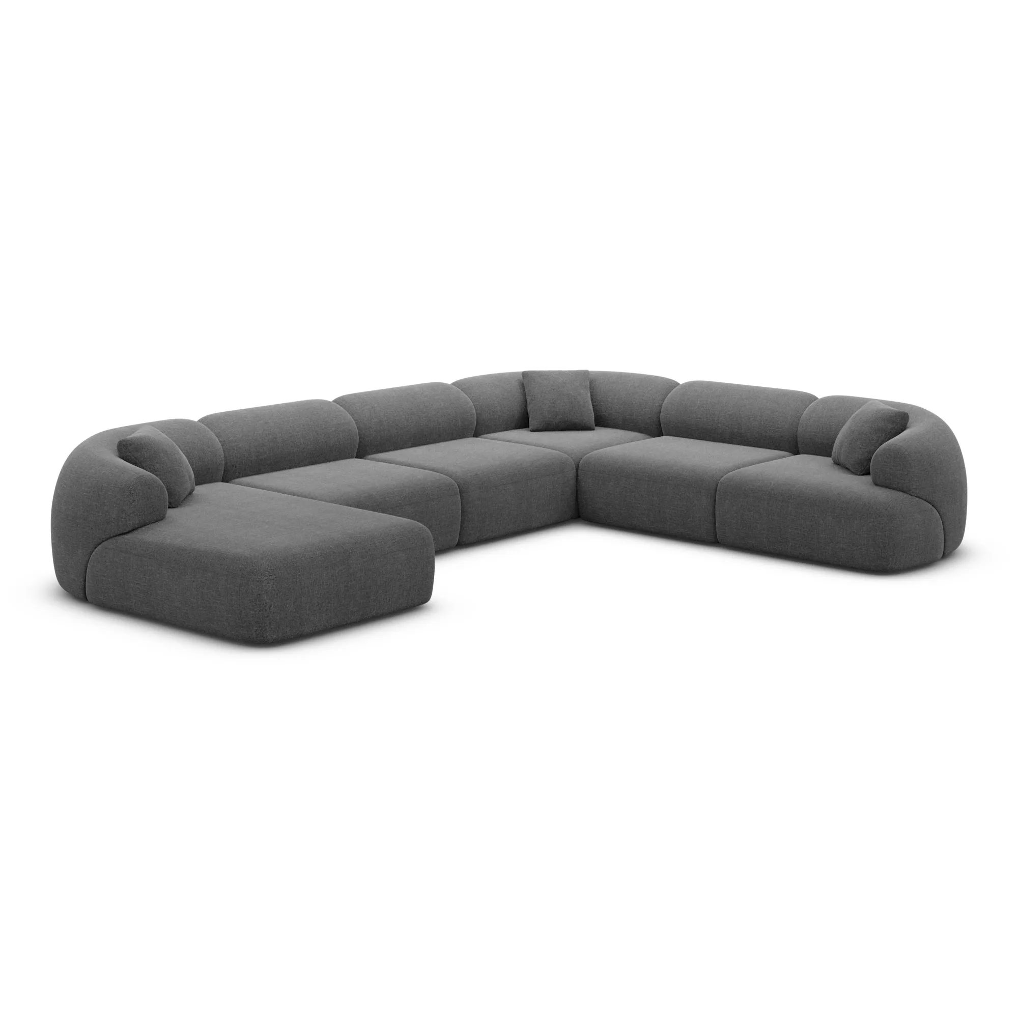Strukturstoff U-Form XXL Wohnlandschaft Poliva – Bild 42