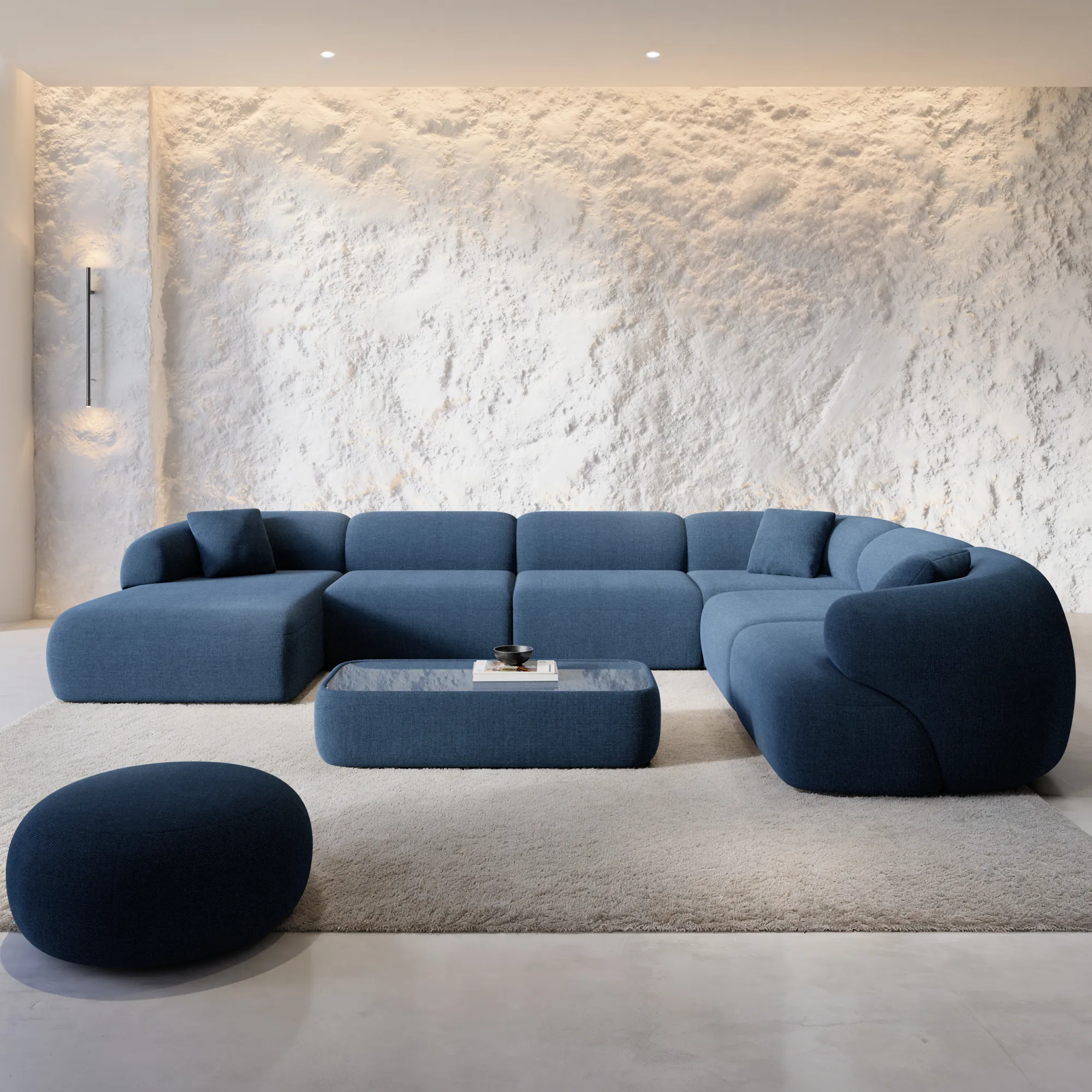 Strukturstoff U-Form XXL Wohnlandschaft Poliva – Bild 7