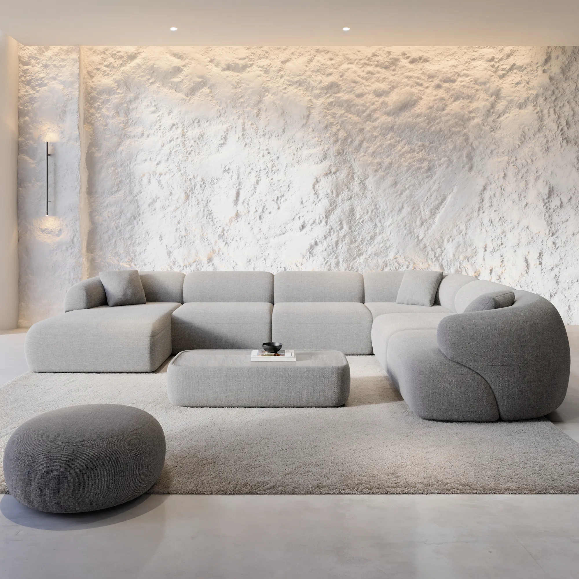 Strukturstoff U-Form XXL Wohnlandschaft Poliva – Bild 10