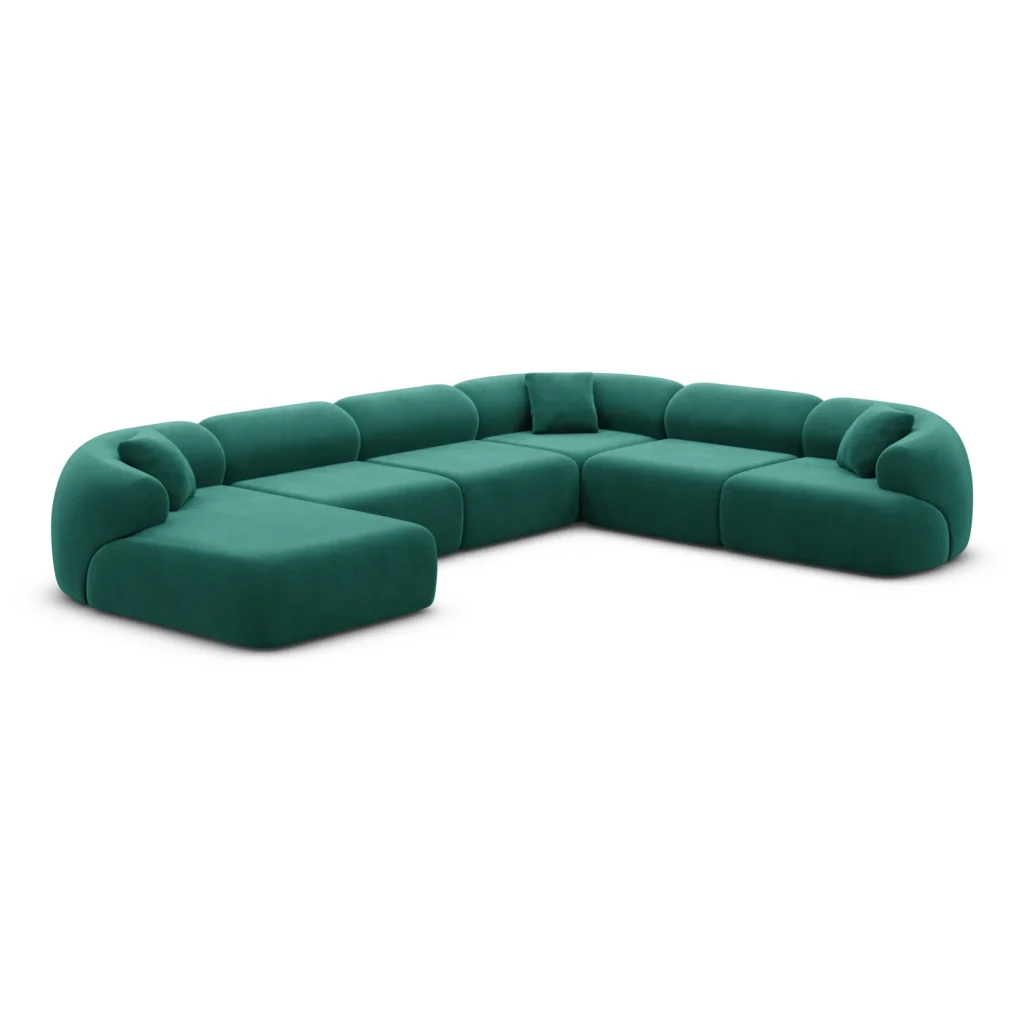 Samtstoff U-Form XXL Wohnlandschaft Poliva