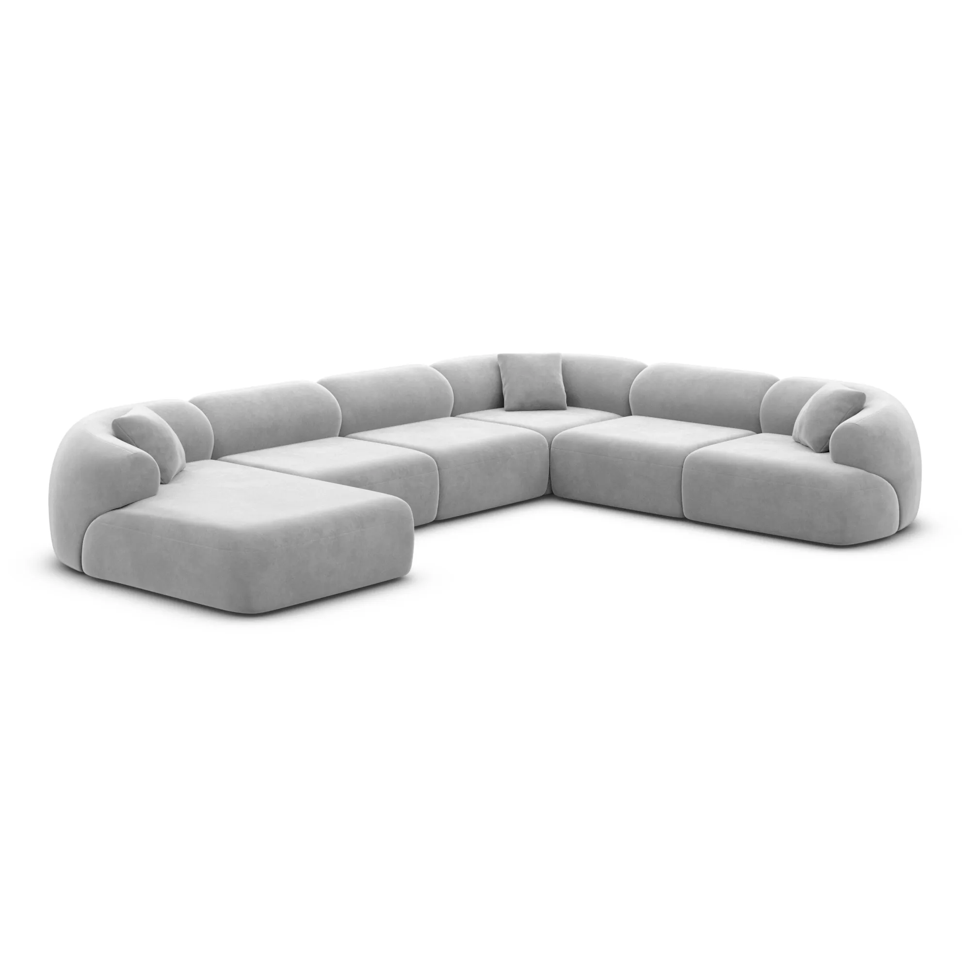 Samtstoff U-Form XXL Wohnlandschaft Poliva – Bild 37