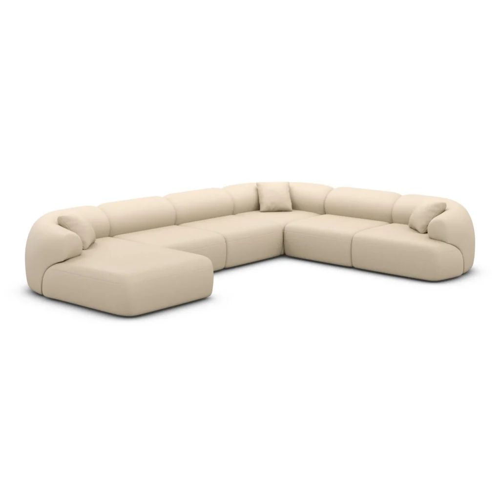 Echtleder U-Form XXL Wohnlandschaft Poliva